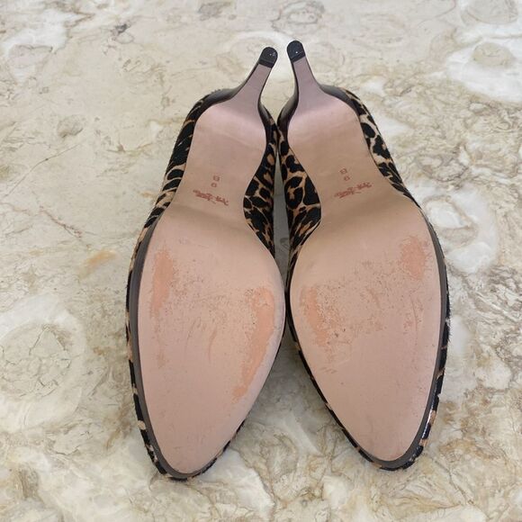 Coach Leather Leopard Print Pony Hair 4” Heels Platform Pumps - Picture 13 of 16